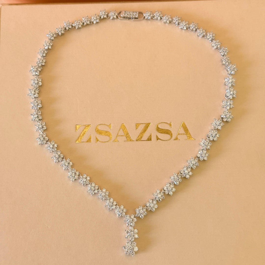 Flower zircone silver set