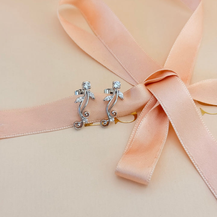 Leaves zircone silver earrings