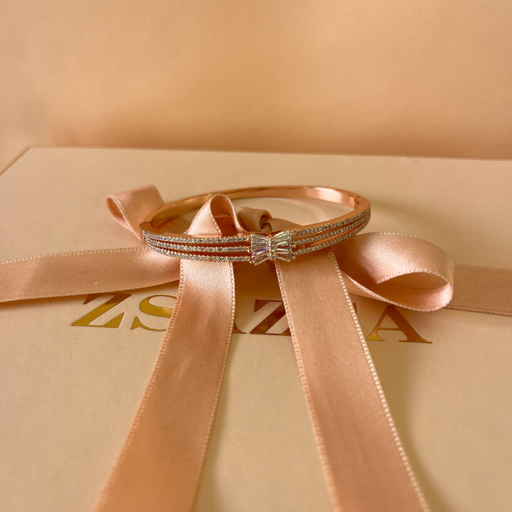Baguette zircone rose gold plated bangle