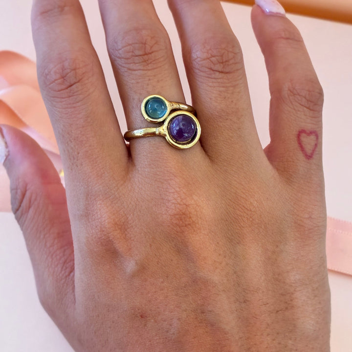 Handmade amethyst gold plated set