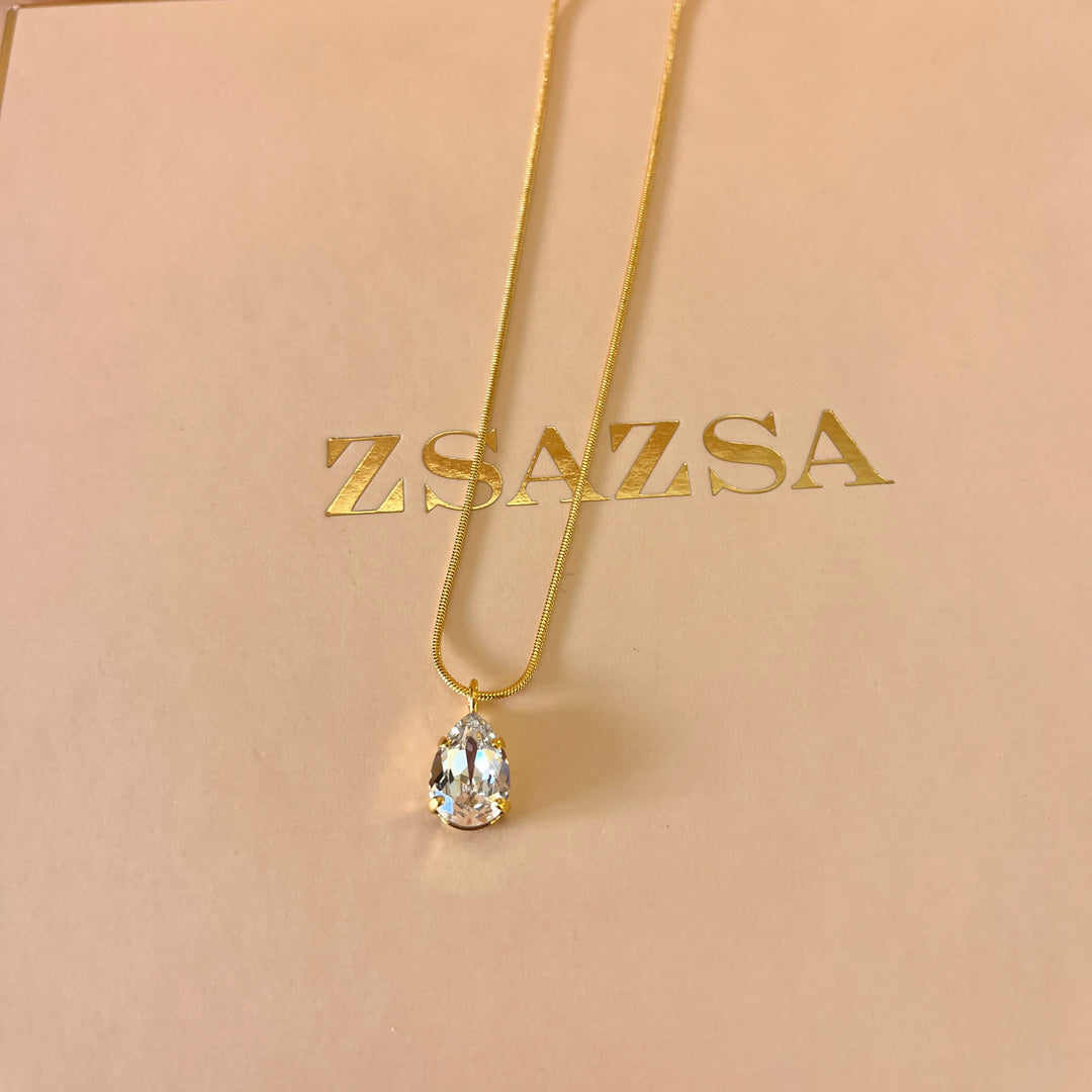 Preciosa crystals teardrop gold plated pendant