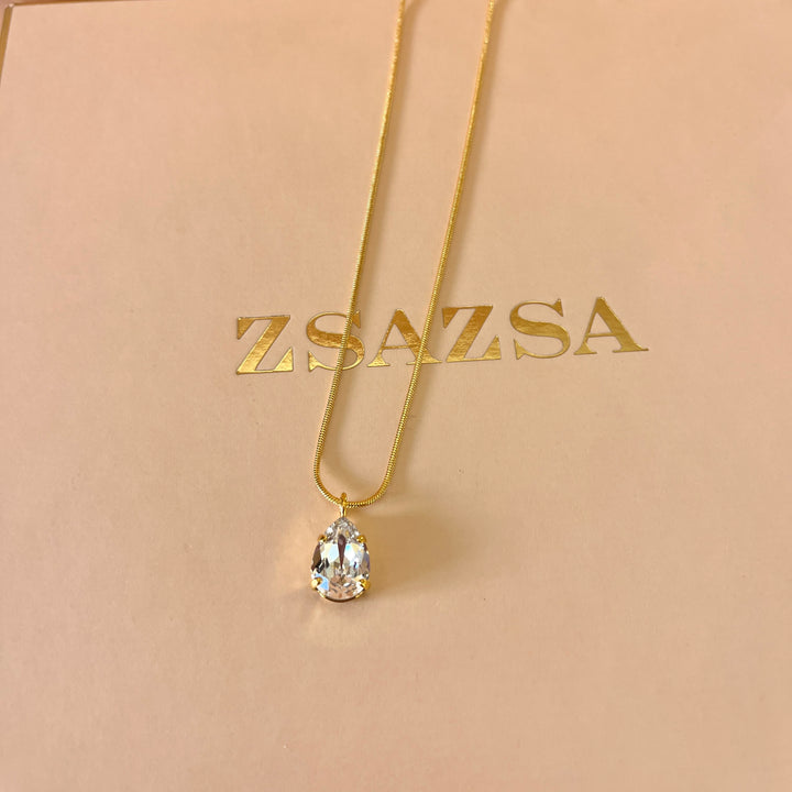 Preciosa crystals teardrop gold plated pendant