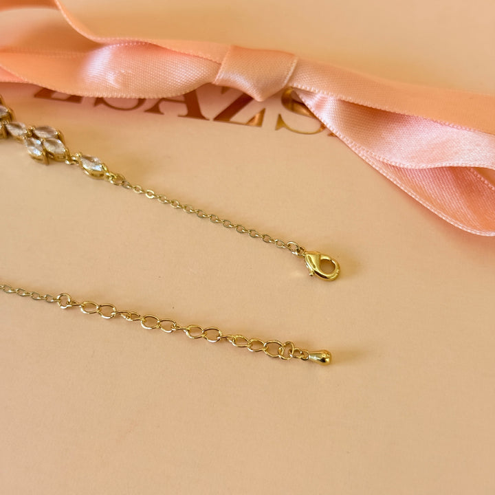 Zircone flower and marquise gold plated bracelet