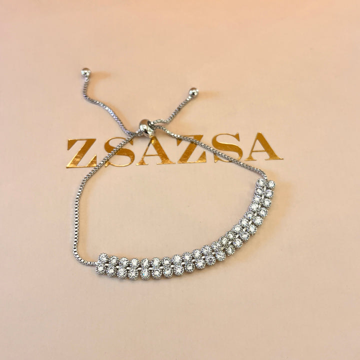 Classic double zircone white gold plated set