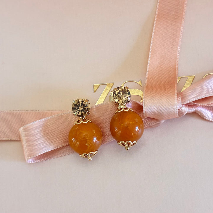 Bronze and orange Swarovski crystals studs