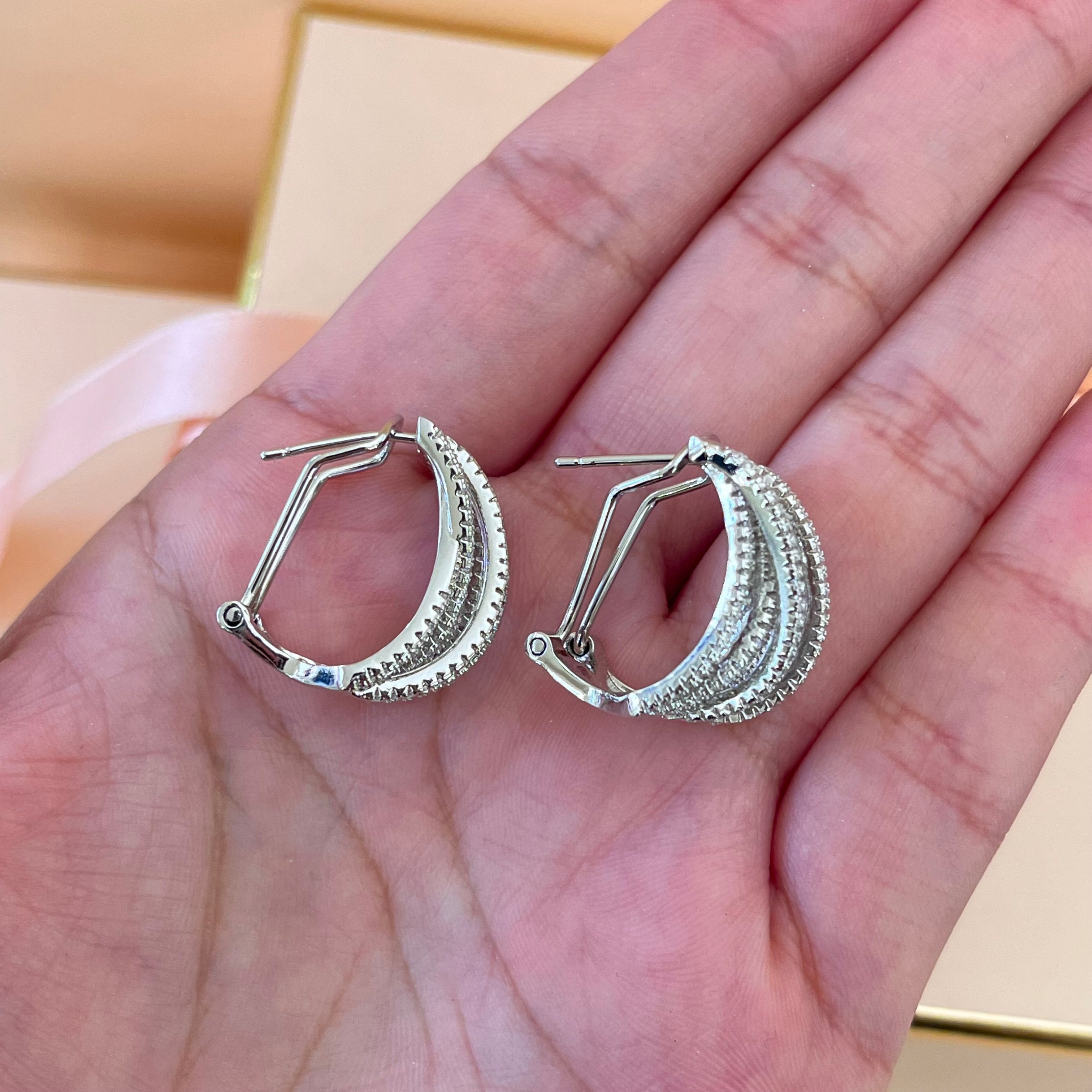 Silver zircone half hoops