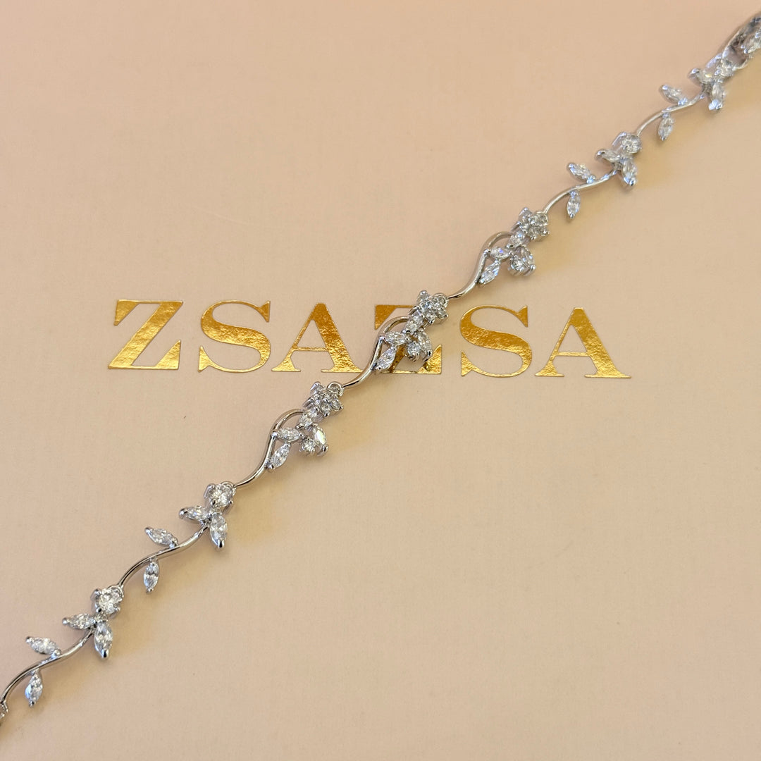 Dainty marquise zircone silver bracelet