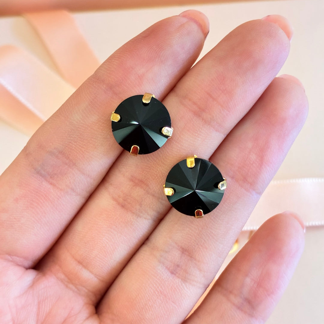 Black Swarovski crystals studs