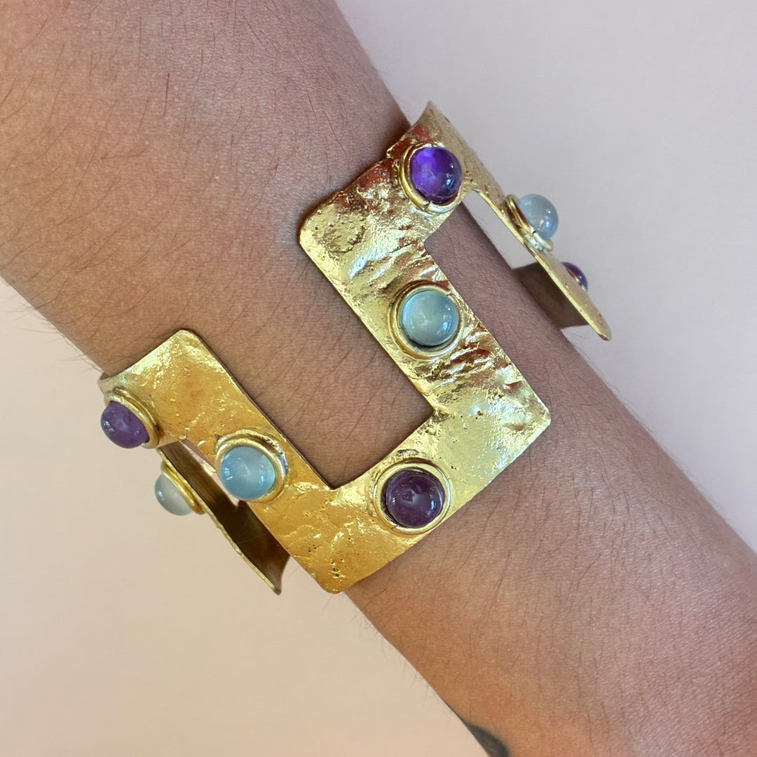 Handmade amethyst gold plated set