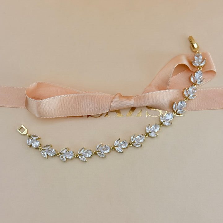 Zircone marquise and teardrop gold plated bracelet