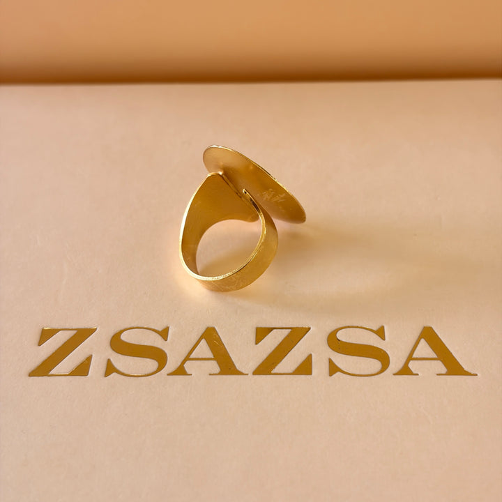 Handmade Oval Plain Gold Ring | Gold Plated | ZsaZsa