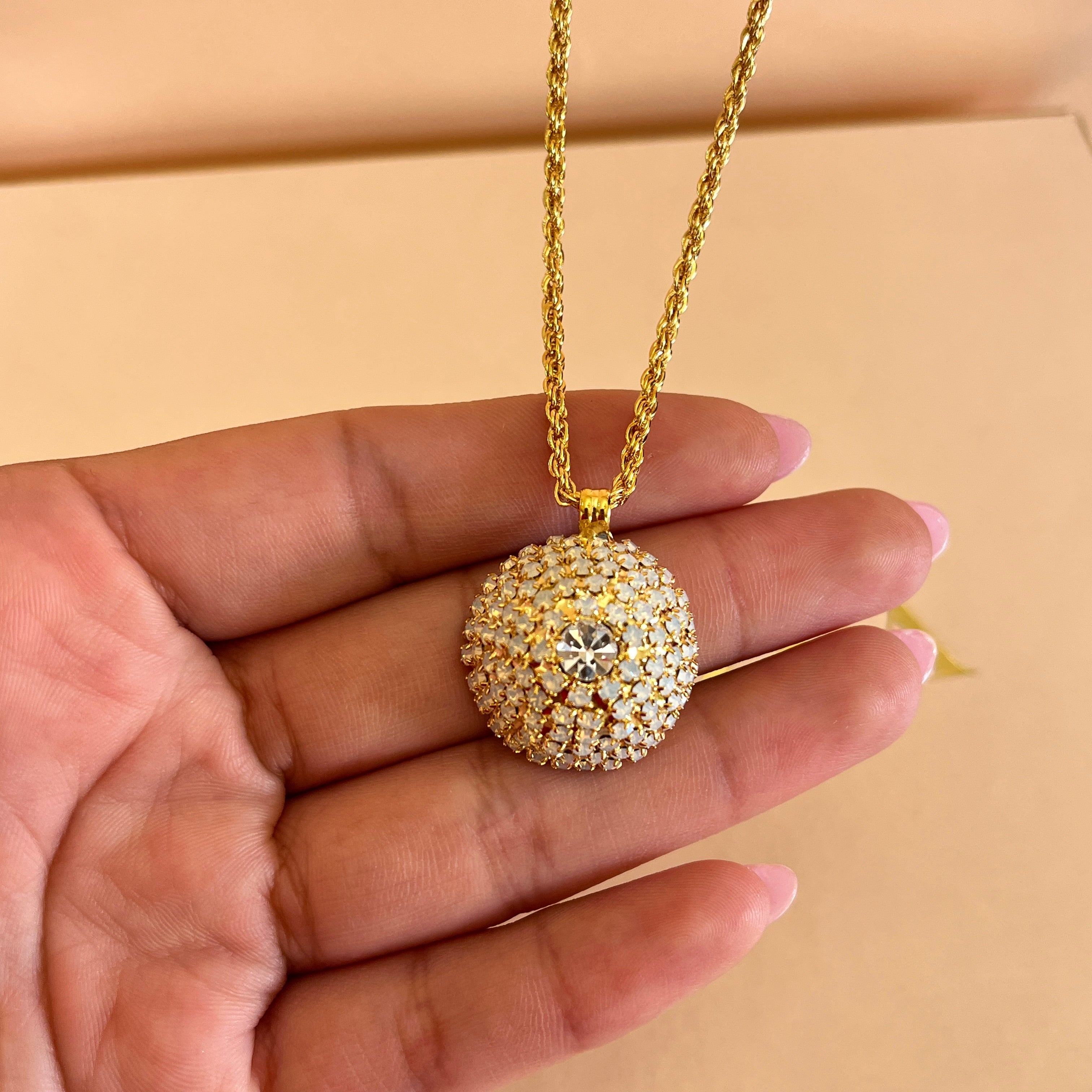 White Swarovski crystals necklace