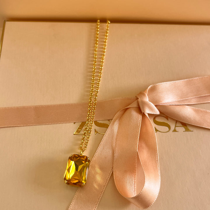 Rectangular yellow Swarovski crystals set