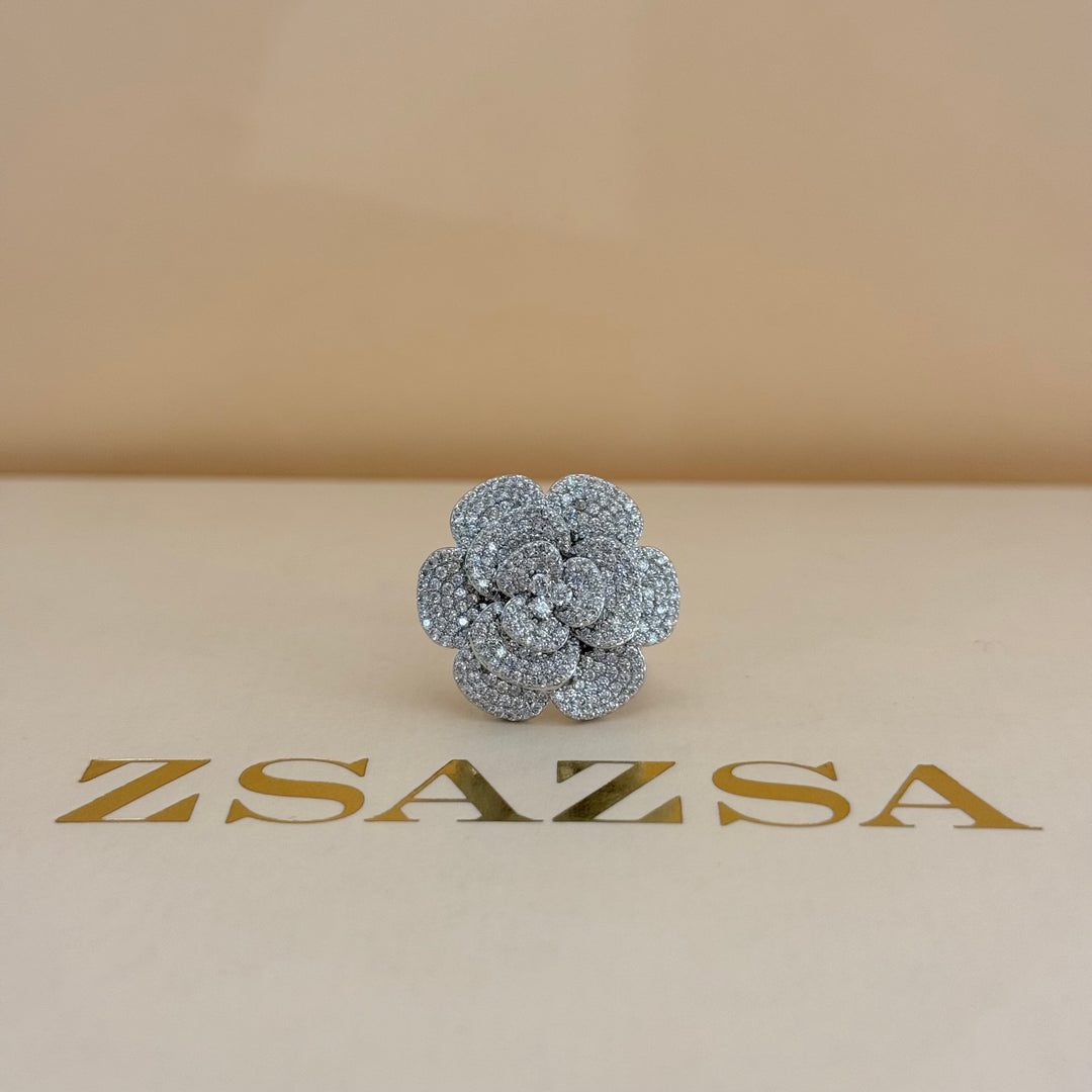 Rosette zircone silver set