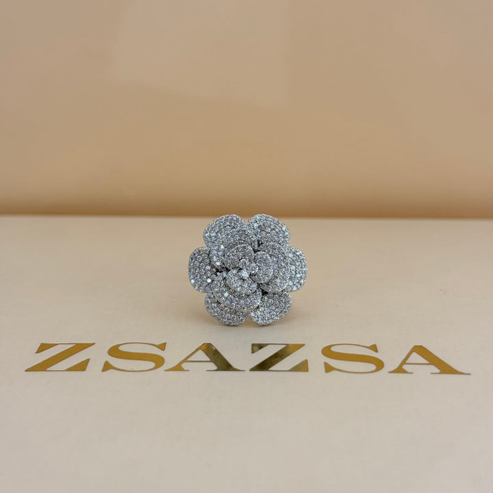 Rosette zircone silver set