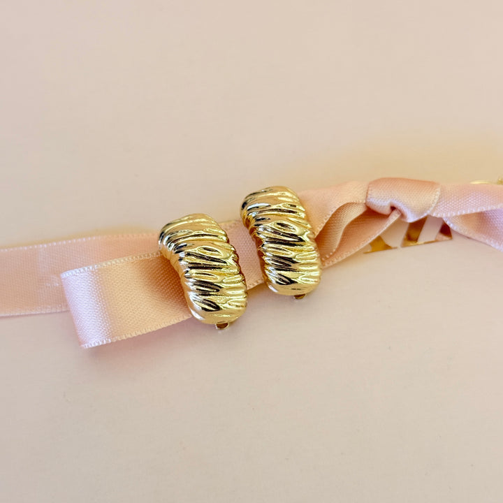 Plain half hoops gold plated clip on earrings