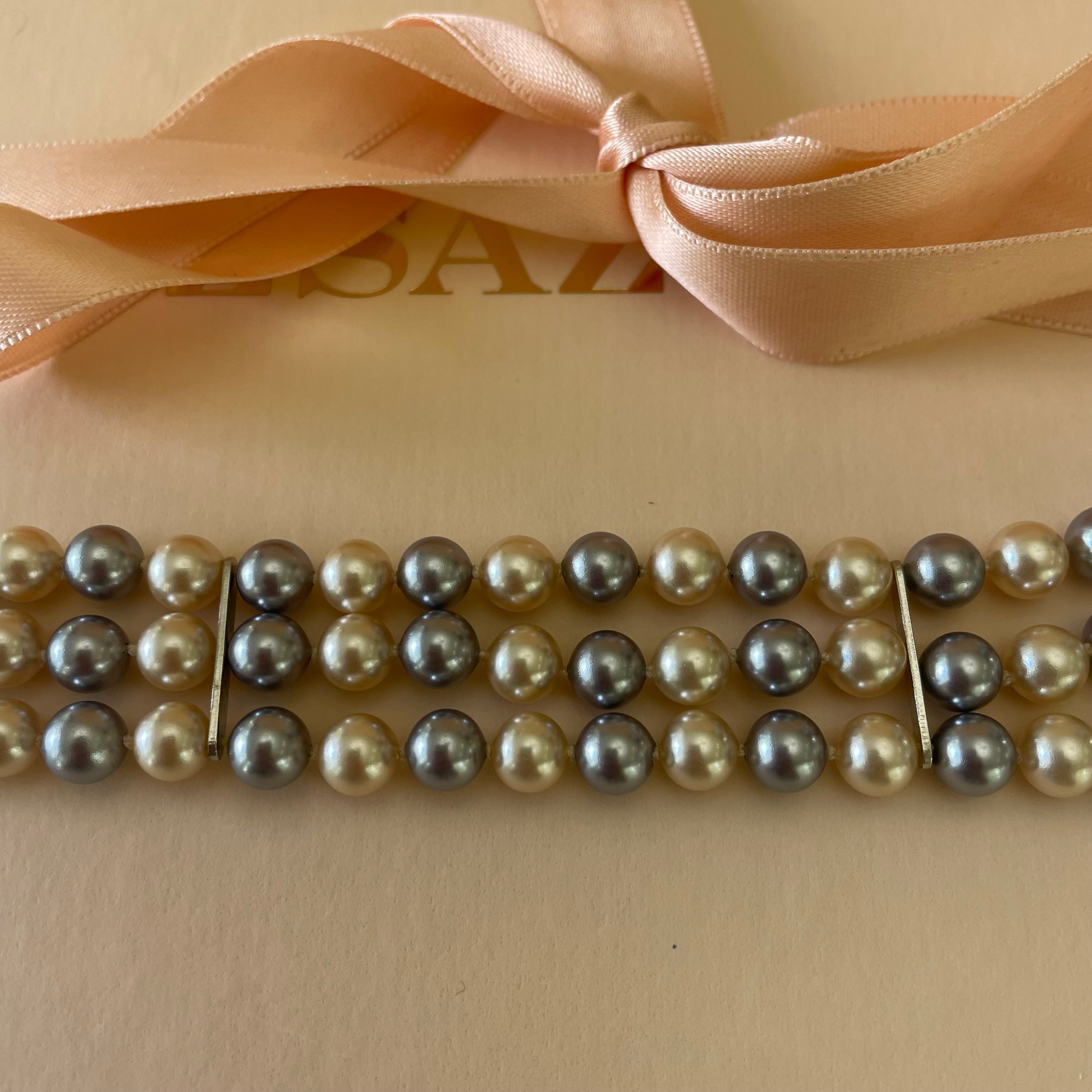 Grey & cream pearls bracelet