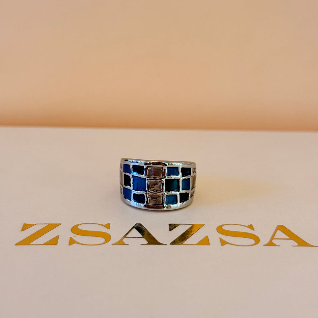 Blue & bronze silver Enamel Set