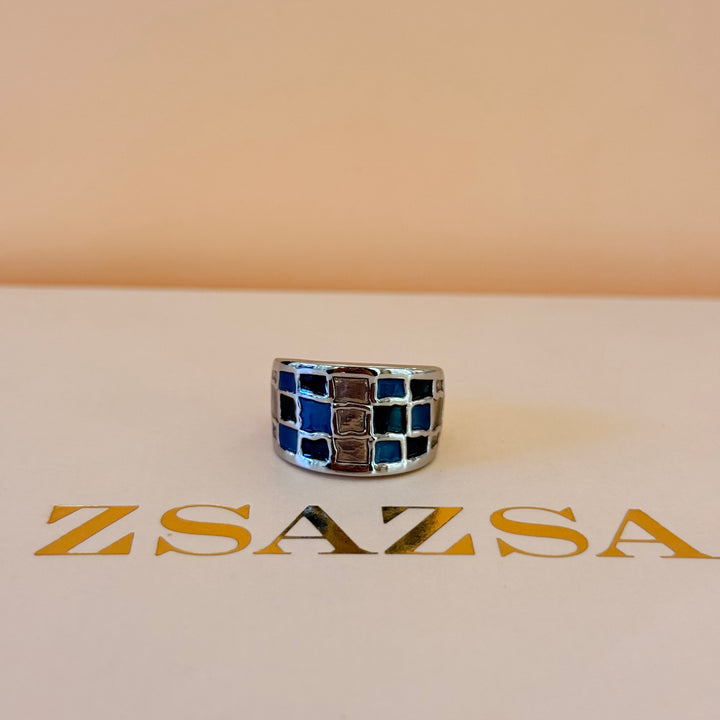 Blue & bronze silver Enamel Set