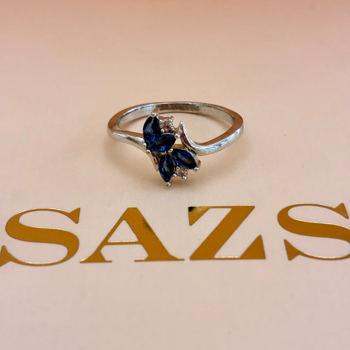 Navy blue flower silver set