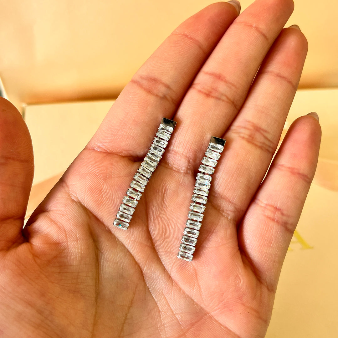 Baguette zircone stainless steel set