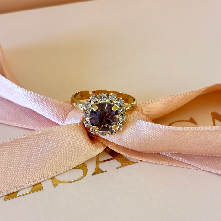 Mauve dainty Preciosa crystals gold plated set