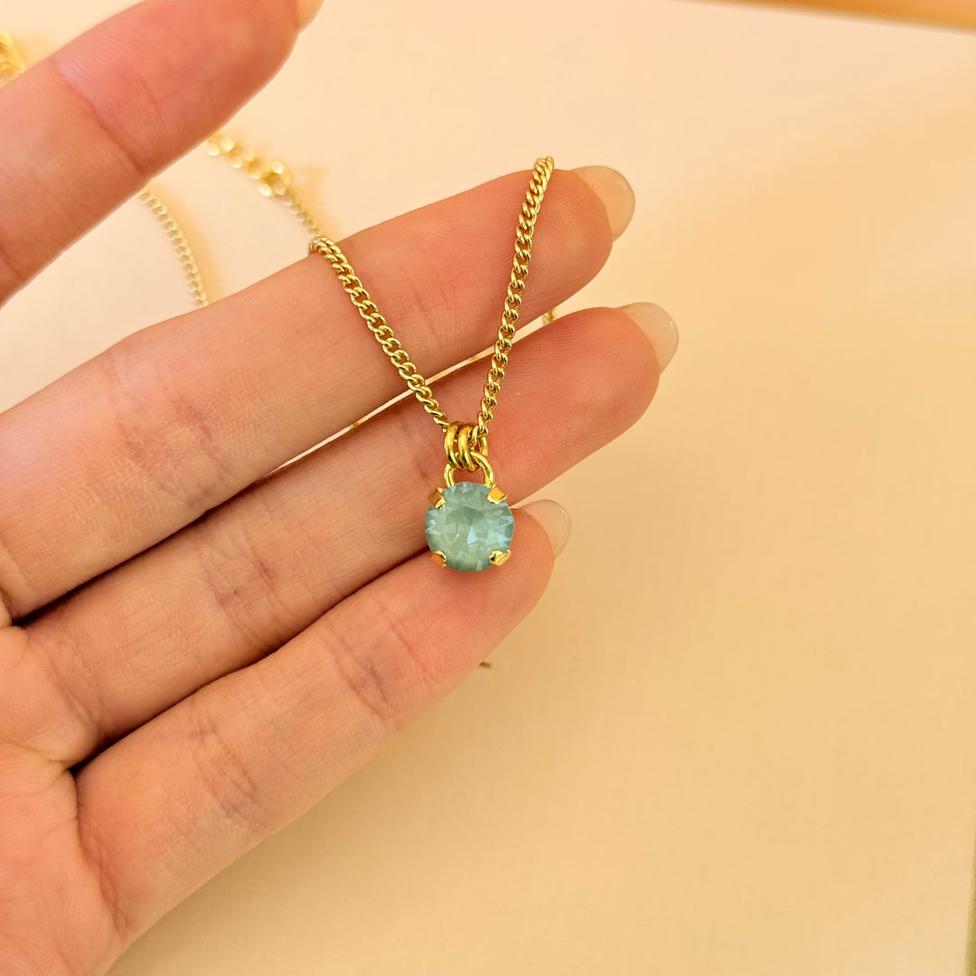 Mint solitaire gold plated Swarovski crystals set