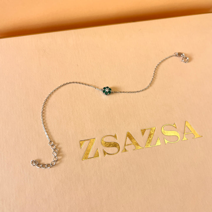 Dark green flower zircone bracelet