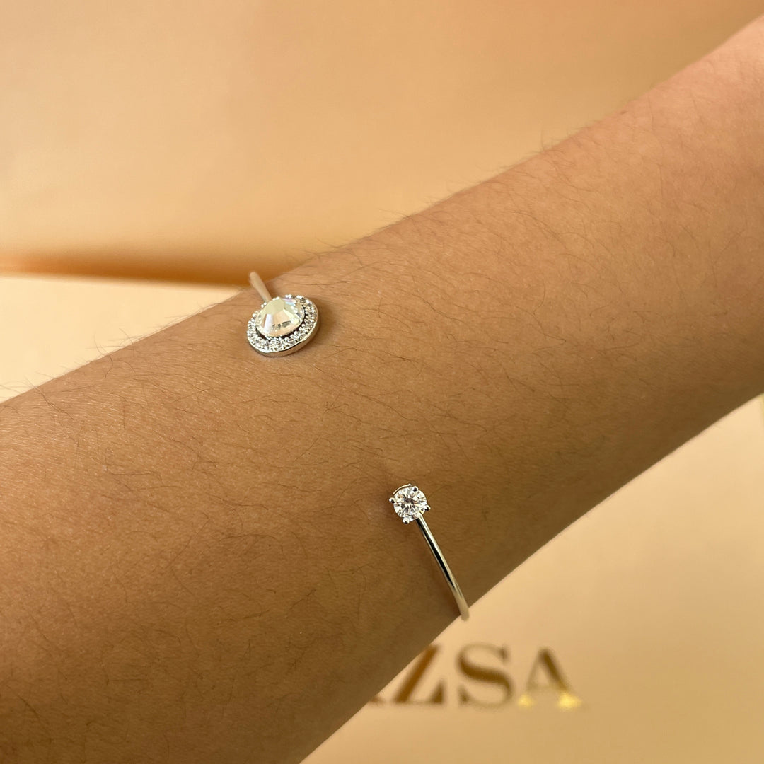 Open silver zircone bangle