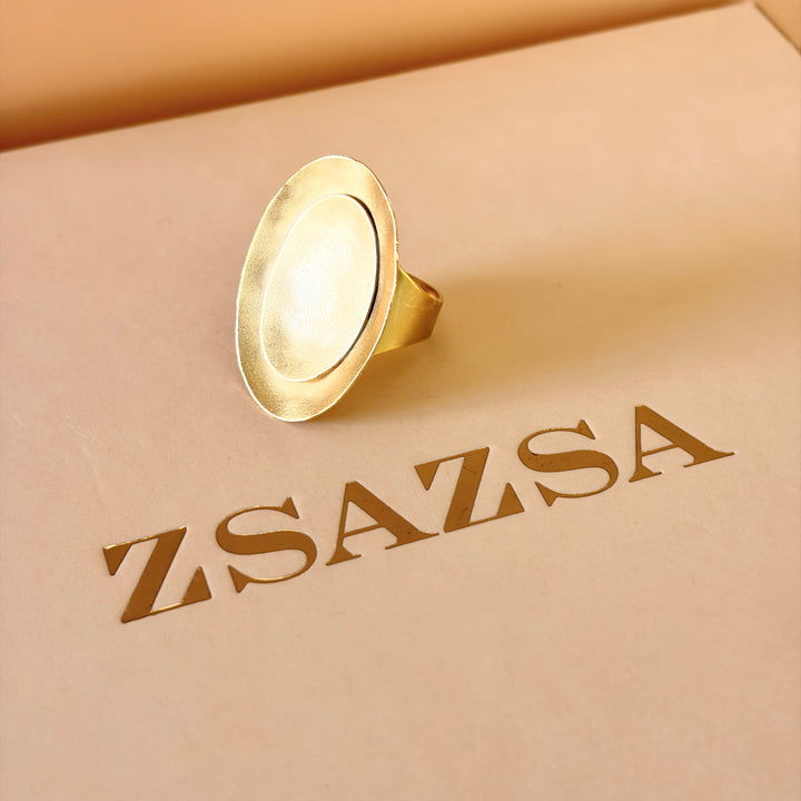 Handmade Double Oval Ring | Gold Plated | ZsaZsa