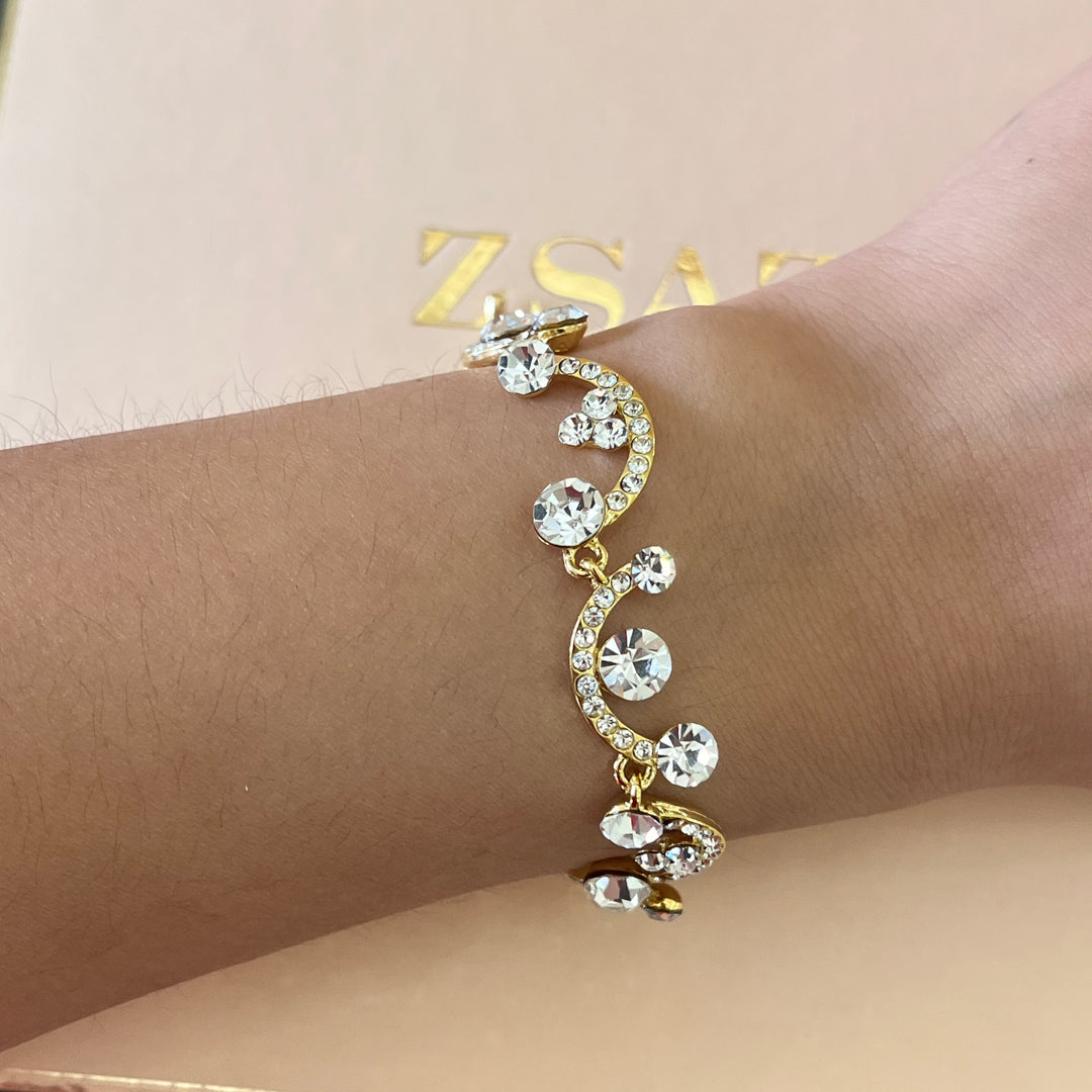 Swarovski crystals round gold plated bracelet