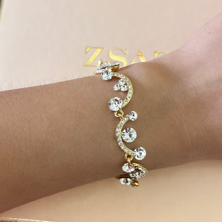Swarovski crystals round gold plated bracelet