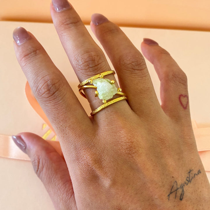 Handmade mint stone gold plated set