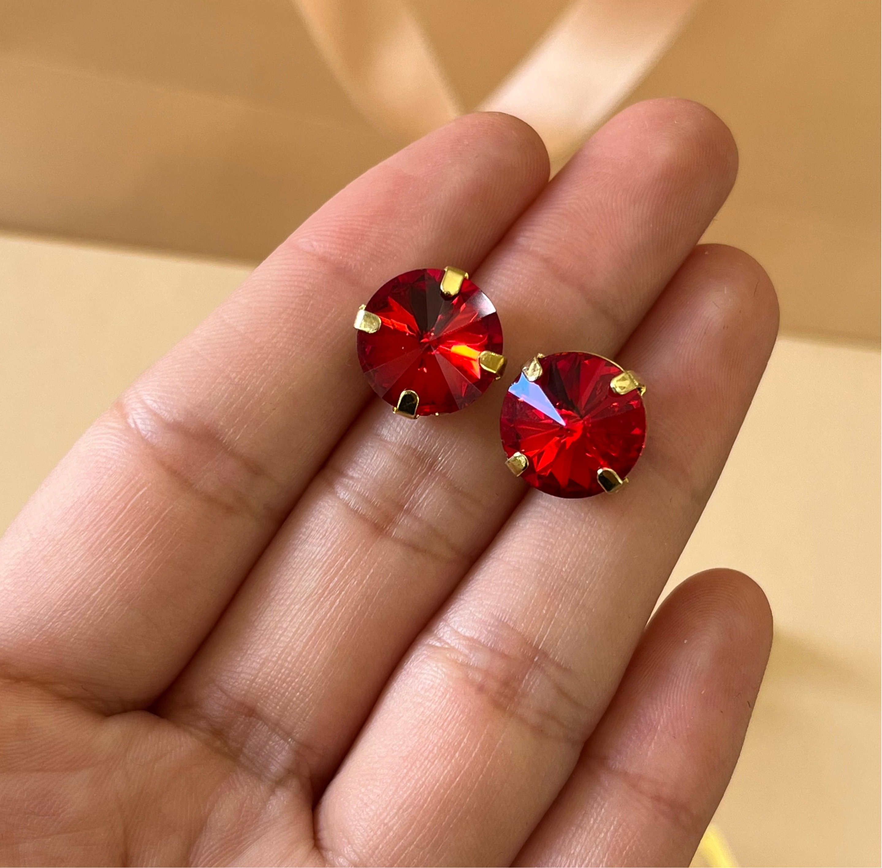 Red Swarovski Crystals studs