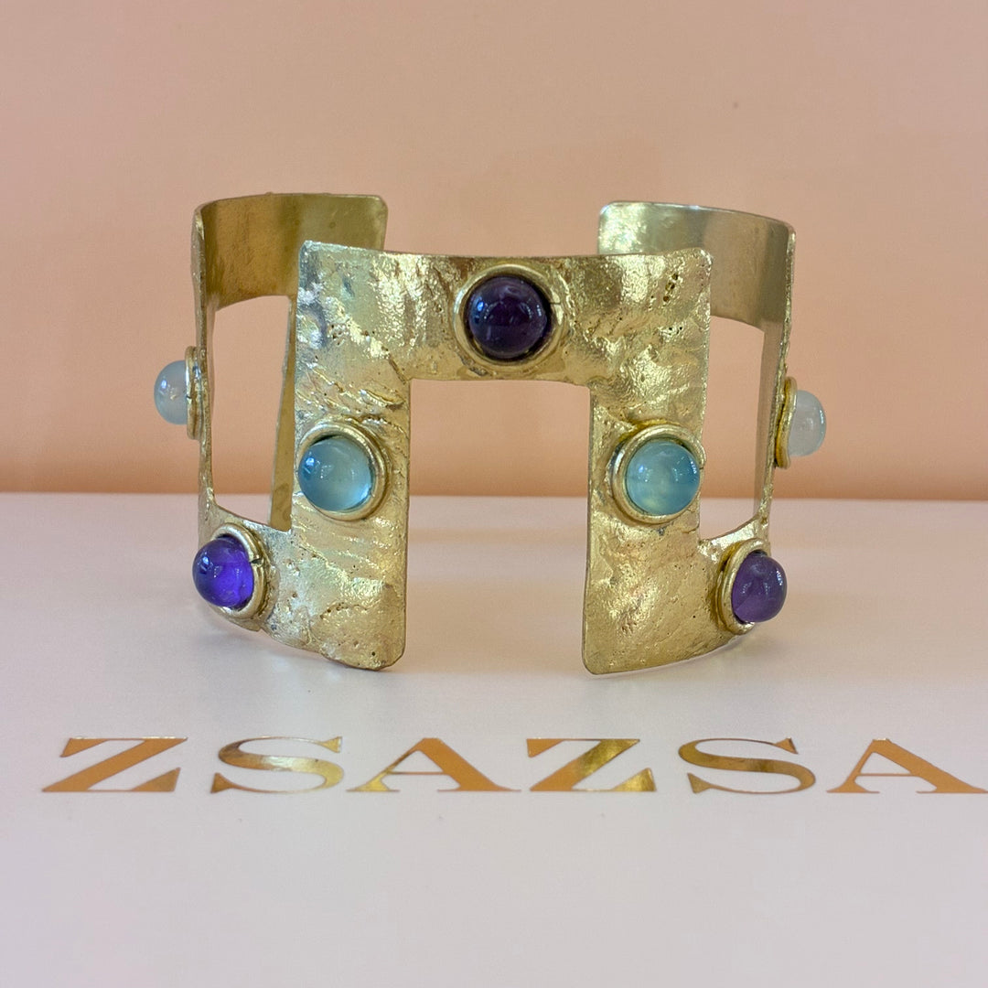 Handmade amethyst gold plated set
