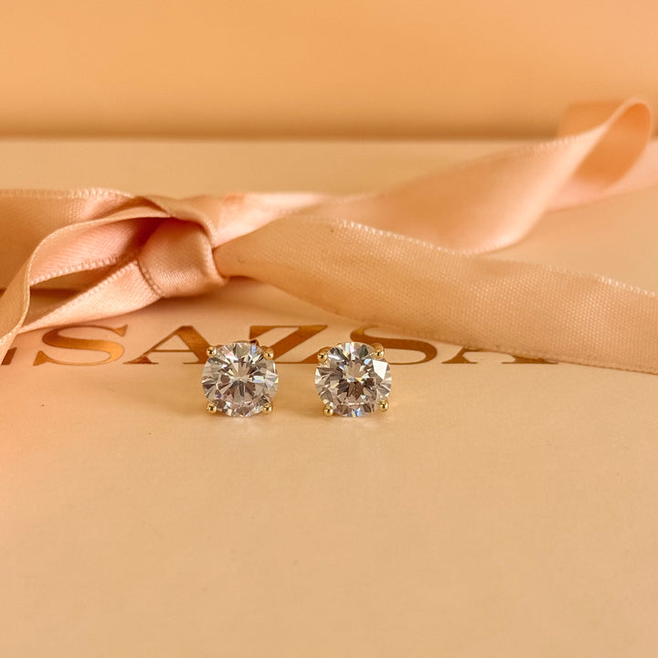 Big solitaire zircone gold plated earrings