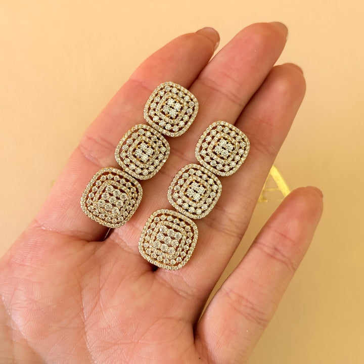 Squares zircone gold plated set