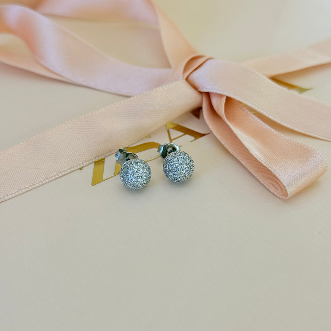 Half ball zircone silver earrings