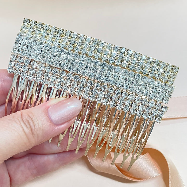 3 row simple comb in silver or rose gold & gold