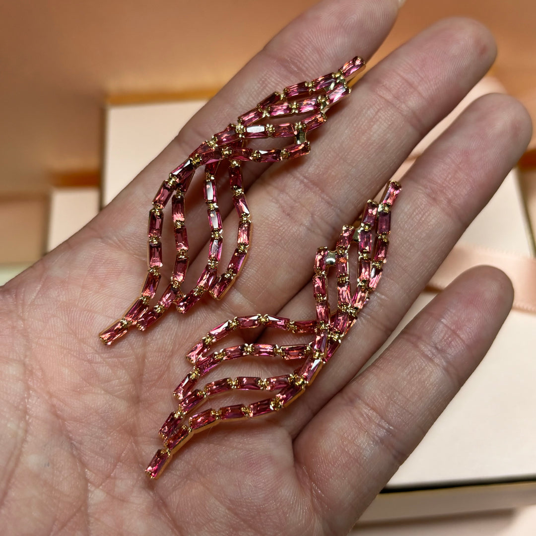 Light red baguette earrings