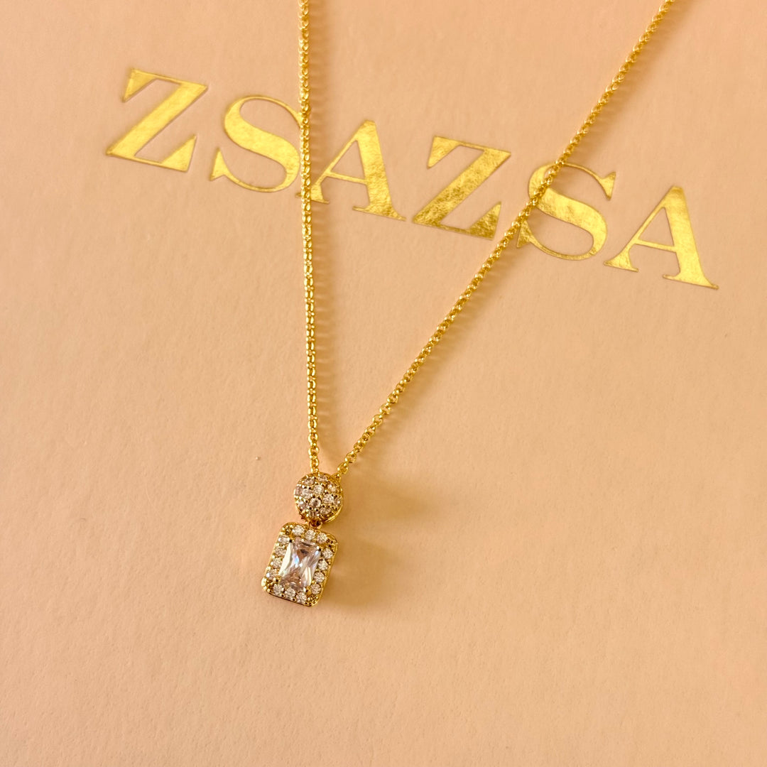 Dainty rectangular zircone gold plated set