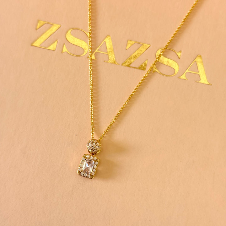 Dainty rectangular zircone gold plated set