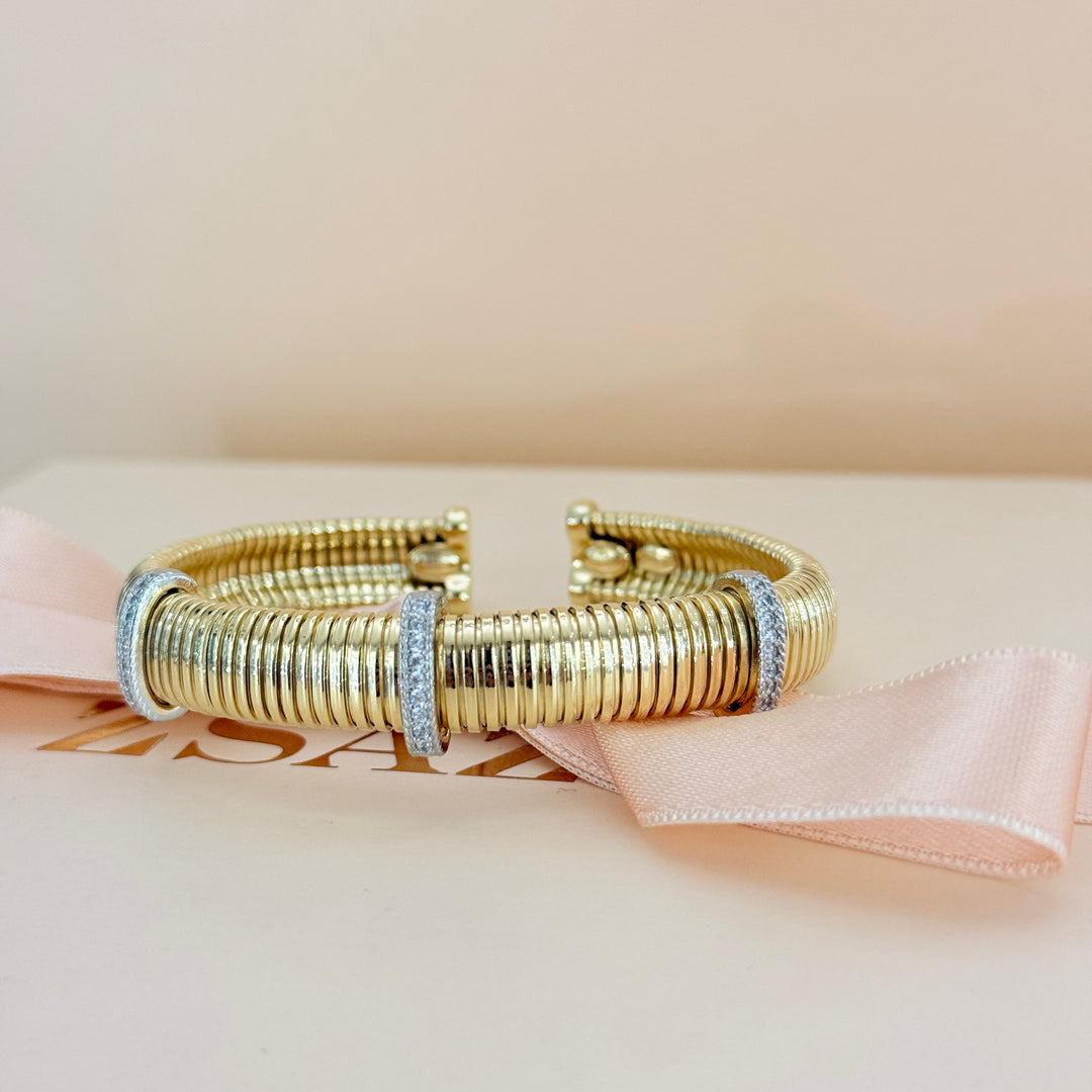 Zircone sterling silver & gold plated bangle