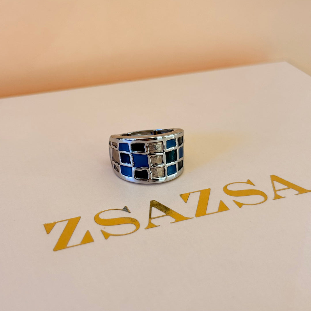 Blue & bronze silver Enamel Set