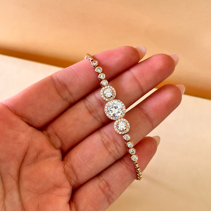 Round zircone rose gold plated pendant and bracelet