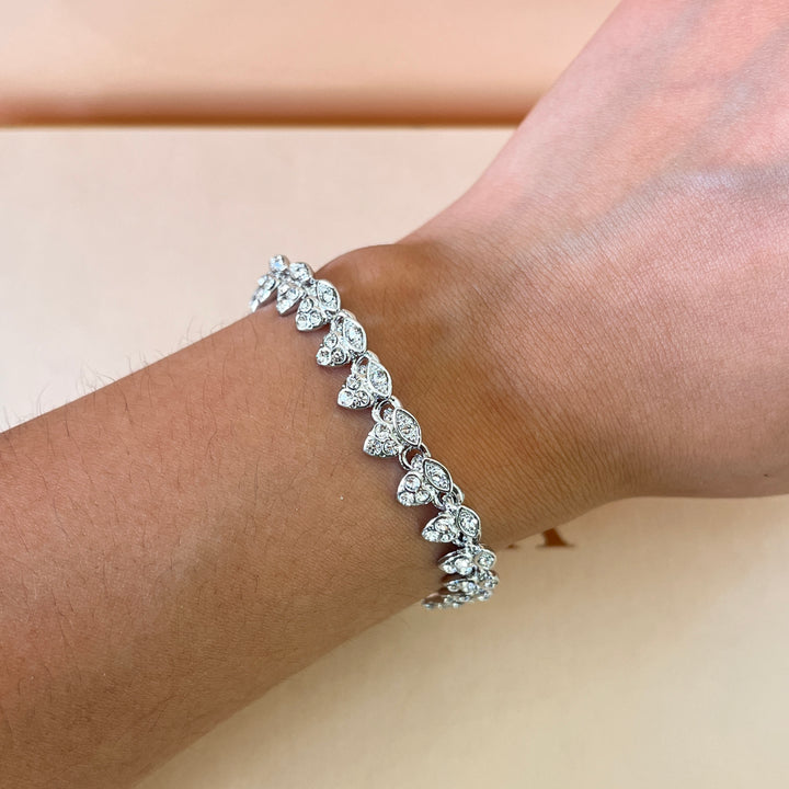 Swarovski crystals heart & marquise shapes white gold plated set