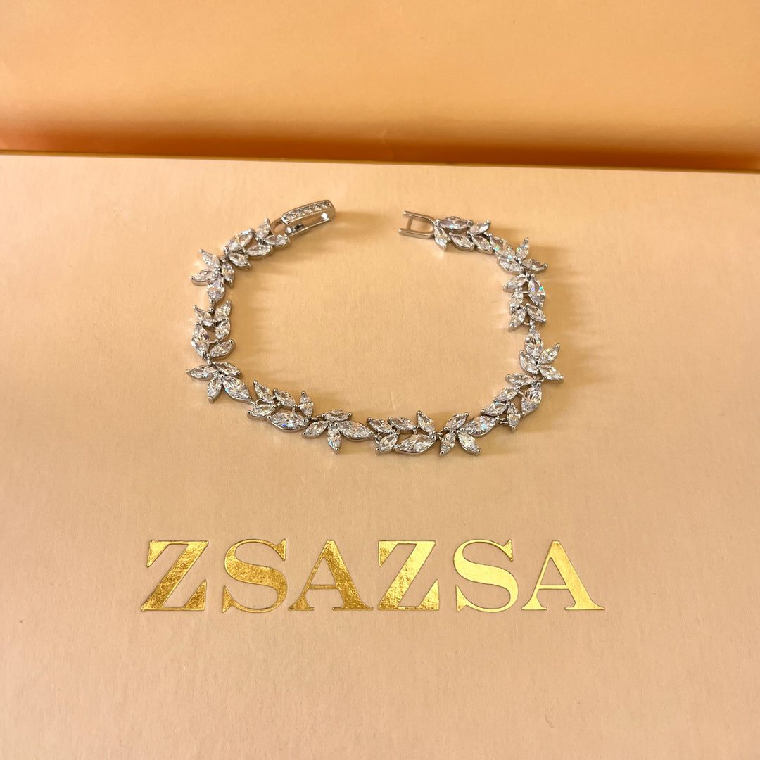 Marquise zircone white gold plated set