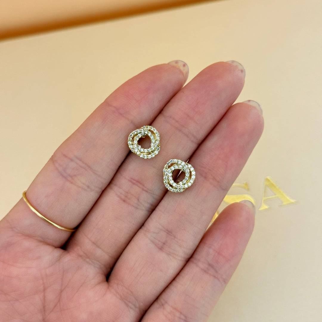 Crossed zircone gold plated studs