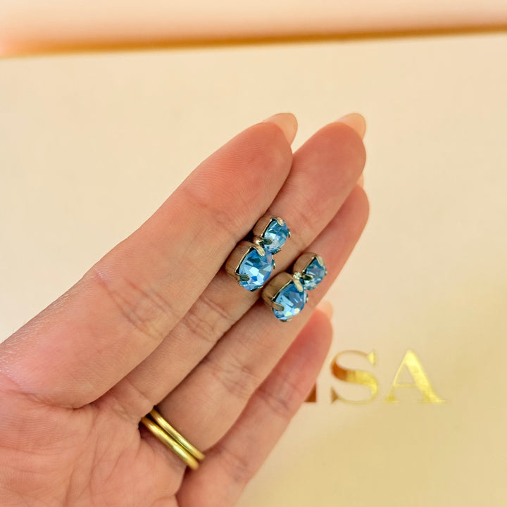 Preciosa crystals light blue silver earrings