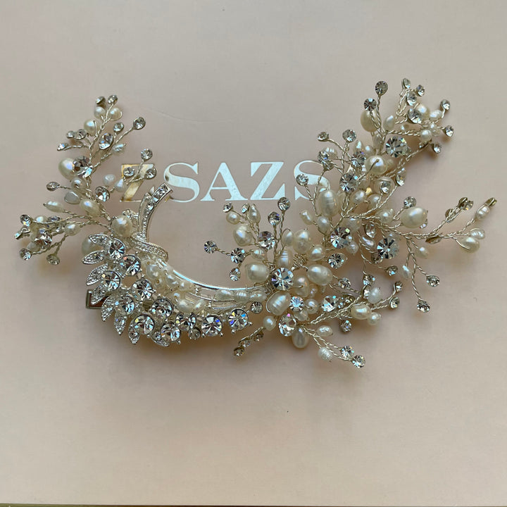 Rhinestone Silver Fresh water pearl headpiece